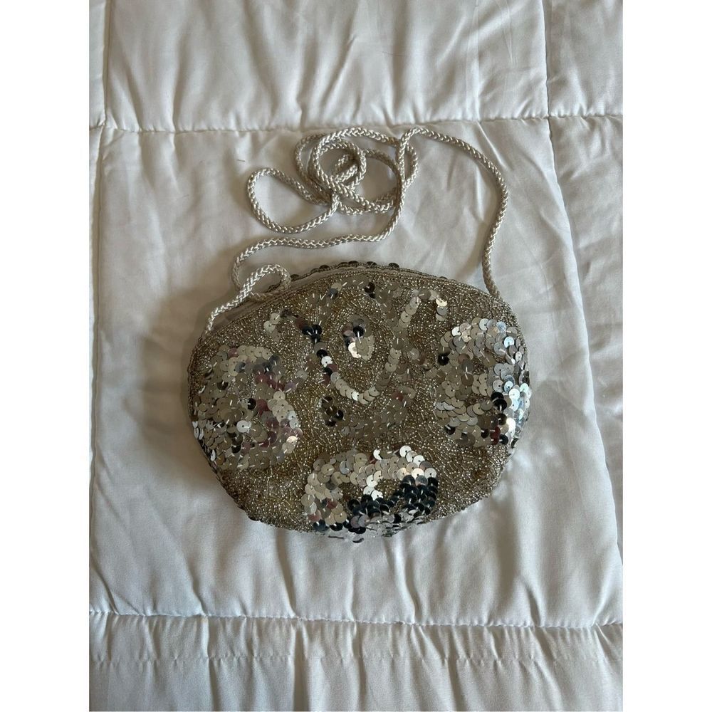 Vintage Silver Sequin Evening Bag